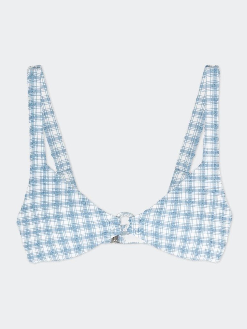 SIMKHAI Astrid O-Ring Plaid Seersucker Bikini Top size Small